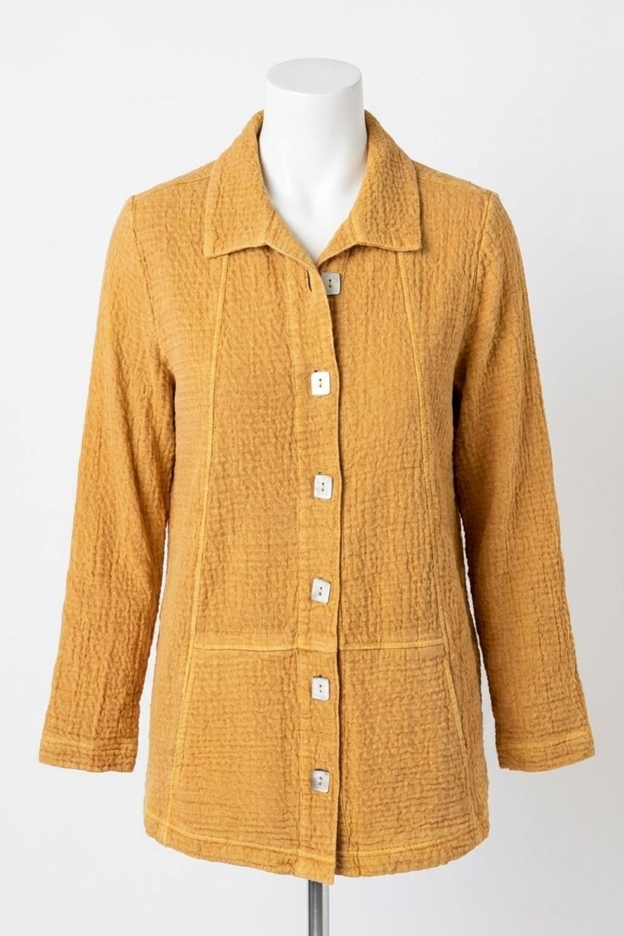 NEW HABITAT sunwashed jacquard button front tunic in honey